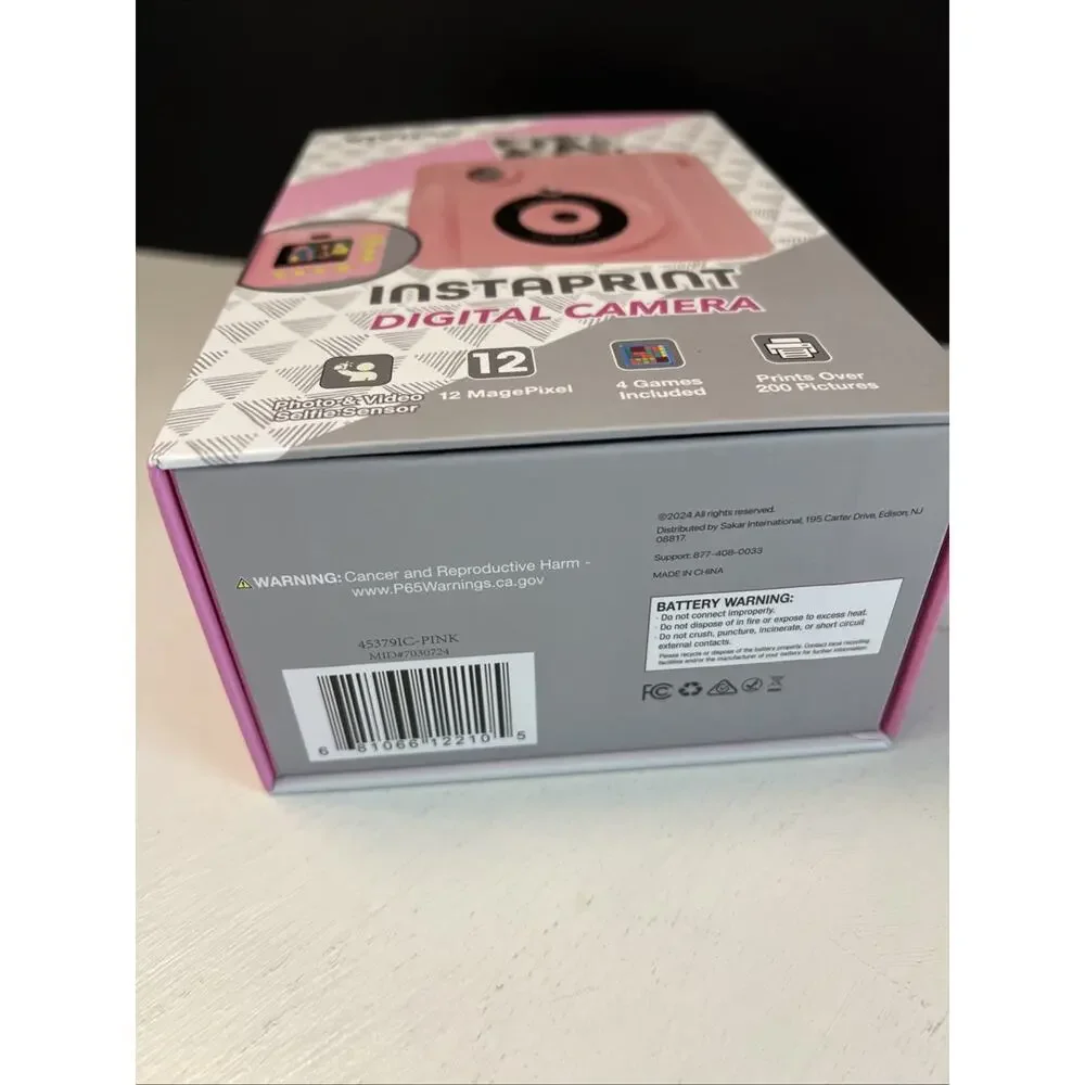 Vivitar Instaprint Digital Camera Pink Compact 4 Games 12mp USB-C Strap Included